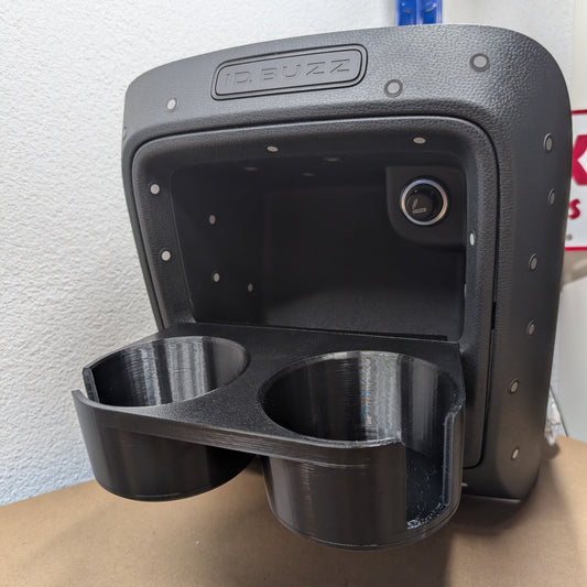 cupholder is inserted into the opening of the central console of ID.BUZZ Cargo