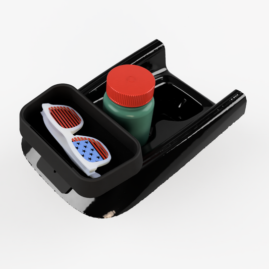 VW ID.4 center console tray holding sunglasses
