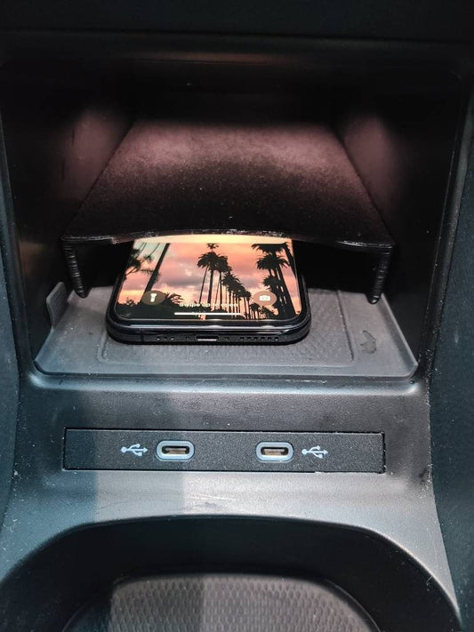 DIGITAL DOWNLOAD Shelf for wireless charger compartment for VW ID4, ID.5 allows for two phones in the compartment 3D printed - YURIK Accessories