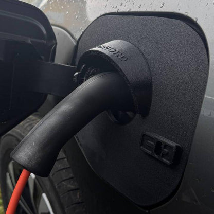 Protect your Toyota BZ4X / Subaru Solterra  EV charging port with a weatherproof cover designed to shield against snow, rain, and frost. 