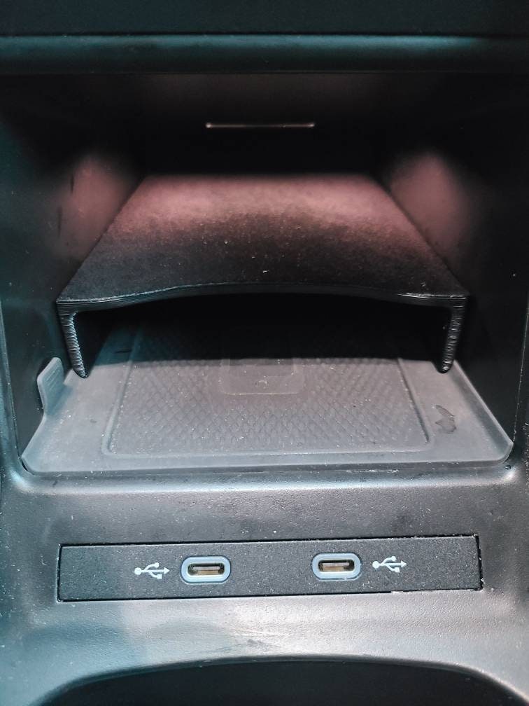 Shelf for wireless charger compartment for VW ID4, ID.5 allows for two phones in the compartment 3D printed - YURIK Accessories